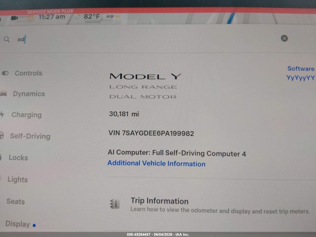 Продаж на аукціоні авто 2023 Tesla Model Y Awd/long Range Dual Motor All-wheel Drive, vin: 7SAYGDEE6PA199982, номер лоту: 45264457