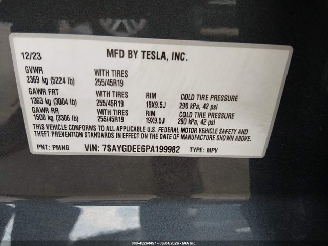 Продаж на аукціоні авто 2023 Tesla Model Y Awd/long Range Dual Motor All-wheel Drive, vin: 7SAYGDEE6PA199982, номер лоту: 45264457