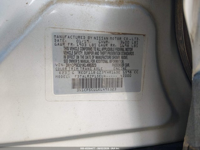 Продажа на аукционе авто 2019 Nissan Kicks S, vin: 3N1CP5CU1KL495323, номер лота: 45264477