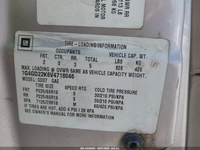 Aukcja sprzedaży 1997 Buick Riviera, vin: 1G4GD22K6V4718046, numer aukcji: 45264500