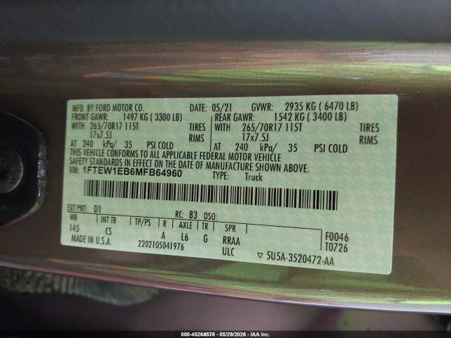 Ford F-150 Xl 2021 1FTEW1EB6MFB64960 Image 9