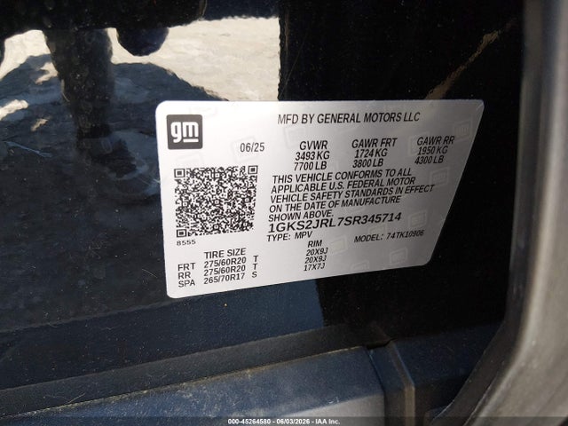 1GKS2JRL7SR345714 GMC Yukon Xl 4wd Denali