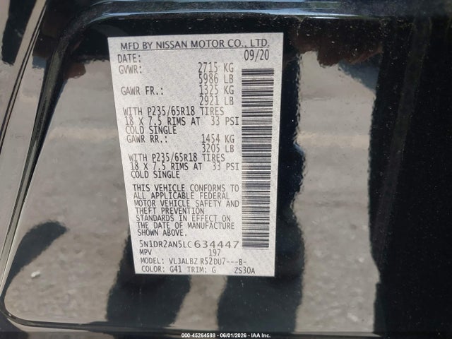 Nissan Pathfinder S 2wd 2020 5N1DR2AN5LC634447 Image 9