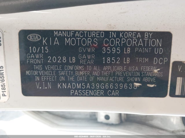 KNADM5A39G6639638 KIA RIO LX