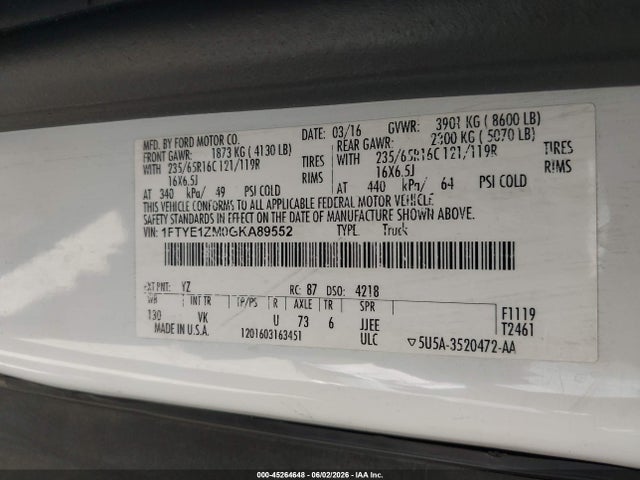 Ford Transit-150 2016 1FTYE1ZM0GKA89552 Image 9