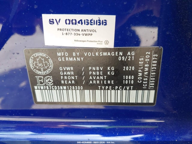 Продаж на аукціоні авто 2022 Volkswagen Golf R 2.0t, vin: WVWFB7CD3NW128300, номер лоту: 45264669