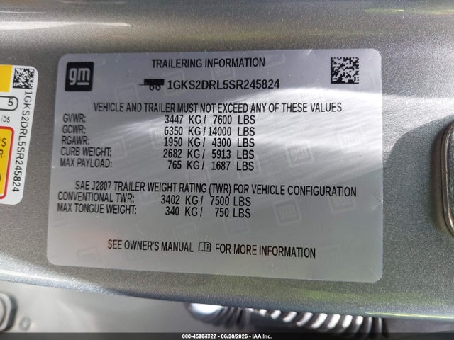 1GKS2DRL5SR245824 GMC Yukon 4wd Denali