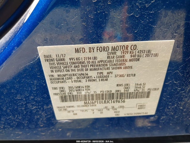 MAJ6P1UL8JC169656 Ford Ecosport Se