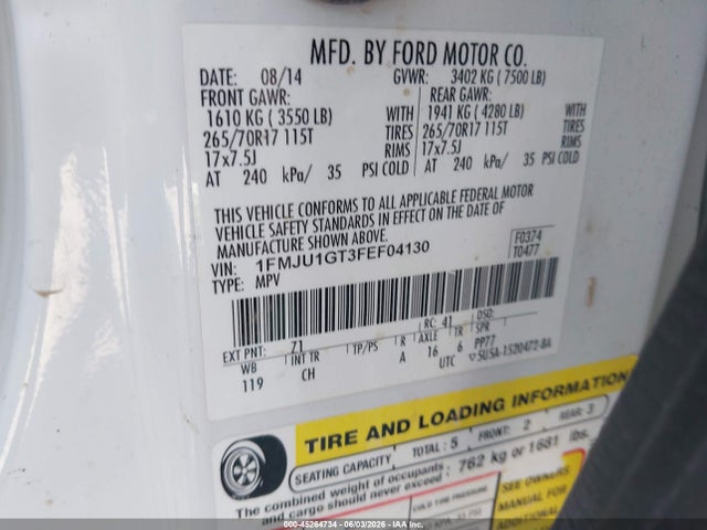 Ford Expedition Xl 2015 1FMJU1GT3FEF04130 Image 9
