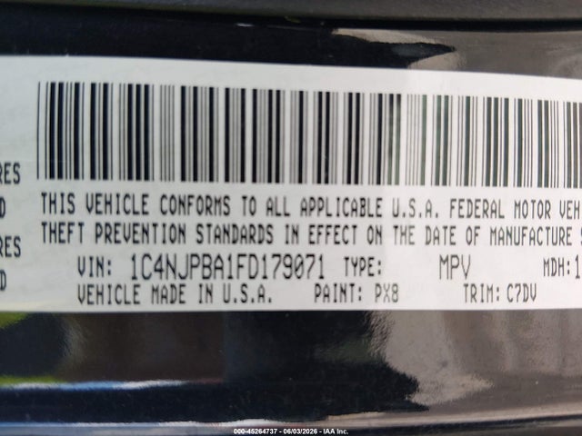 Aukcja sprzedaży 2015 Jeep Patriot Altitude Edition, vin: 1C4NJPBA1FD179071, numer aukcji: 45264737