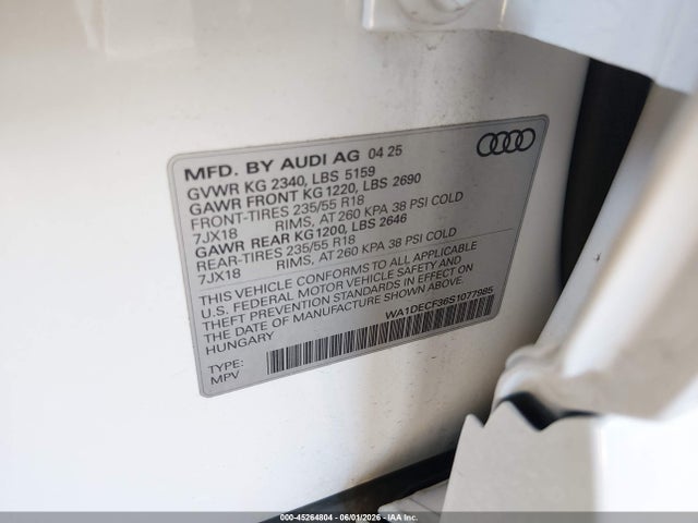 Aukcja sprzedaży 2025 Audi Q3 Premium 45 Tfsi S Line Quattro Tiptronic, vin: WA1DECF36S1077985, numer aukcji: 45264804
