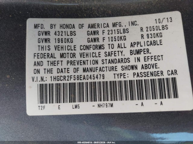Honda Accord Sport 2014 1HGCR2F58EA045479 Image 9
