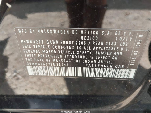 Продаж на аукціоні авто 2014 Volkswagen Jetta 1.8t Se, vin: 3VWD07AJ7EM382451, номер лоту: 45264838