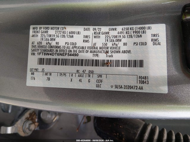 Продаж на аукціоні авто 2022 Ford F-450 Platinum, vin: 1FT8W4DT6NEF54490, номер лоту: 45264890