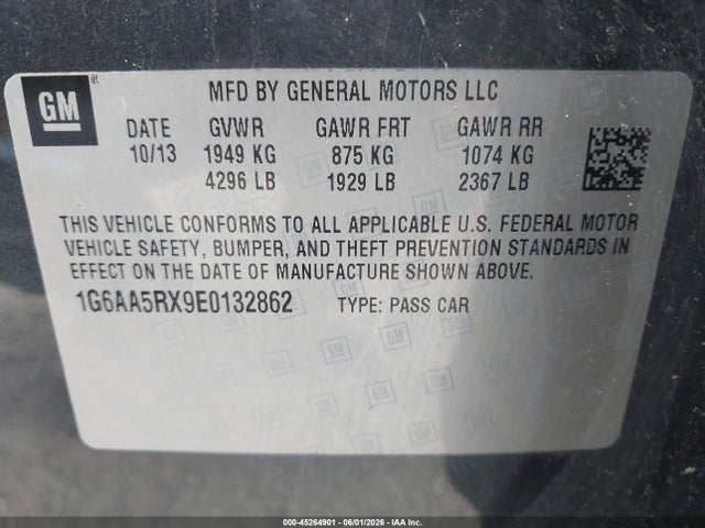 2014 Cadillac Ats Standard მანქანა იყიდება აუქციონზე, vin: 1G6AA5RX9E0132862, აუქციონის ნომერი: 45264901