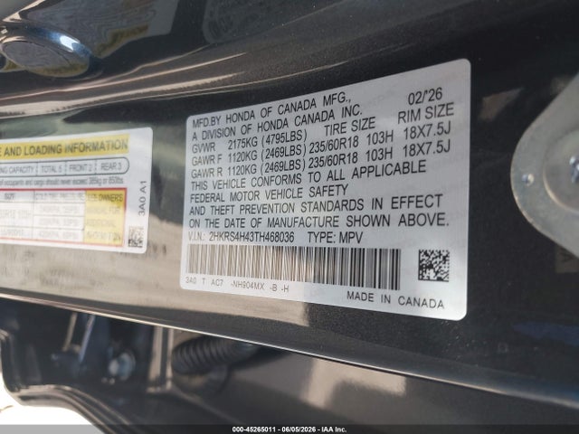 Honda Cr-v Ex Awd 2026 2HKRS4H43TH468036 Image 9