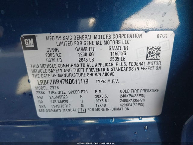 LRBFZRR47ND011179 Buick Envision Fwd Avenir