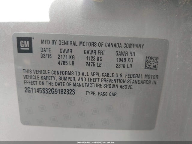 Chevrolet IMPALA 2LZ 2016 2G1145S32G9182323 Image 9