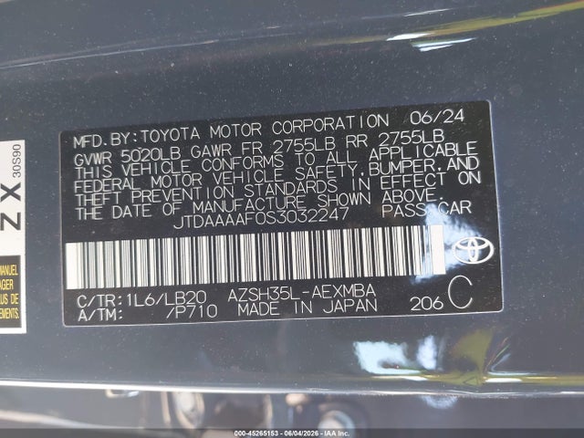 Aukcja sprzedaży 2025 Toyota Crown Nightshade Edition, vin: JTDAAAAF0S3032247, numer aukcji: 45265153