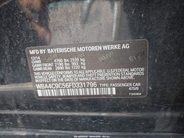 Aukcja sprzedaży 2015 Bmw 428 Gran Coupe Xdrive, vin: WBA4C9C56FD331796, numer aukcji: 45265252