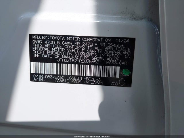 Aukcja sprzedaży 2024 Lexus Is 350 F Sport, vin: JTHGZ1B21R5075653, numer aukcji: 45265316