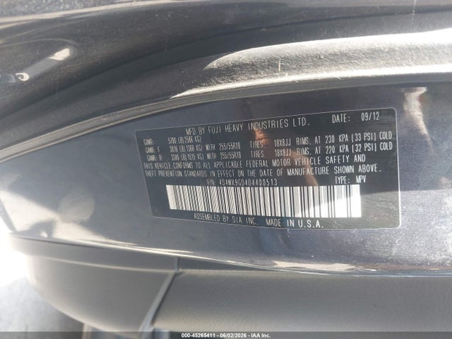 45265411 :رقم المزاد ، 4S4WX9GD4D4400513 vin ، 2013 Subaru Tribeca 3.6r Limited مزاد بيع