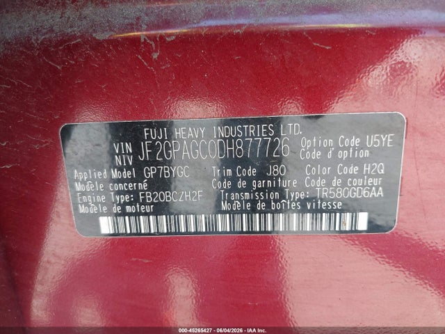 Продаж на аукціоні авто 2013 Subaru Xv Crosstrek 2.0i Limited, vin: JF2GPAGC0DH877726, номер лоту: 45265427