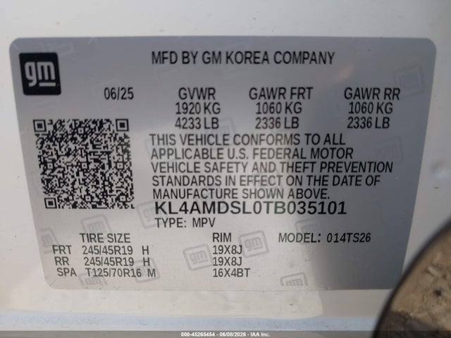 Aukcja sprzedaży 2026 Buick Encore Gx Sport Touring Fwd, vin: KL4AMDSL0TB035101, numer aukcji: 45265454