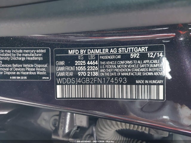 WDDSJ4GB2FN174593 Mercedes-Benz CLA 250 4MATIC