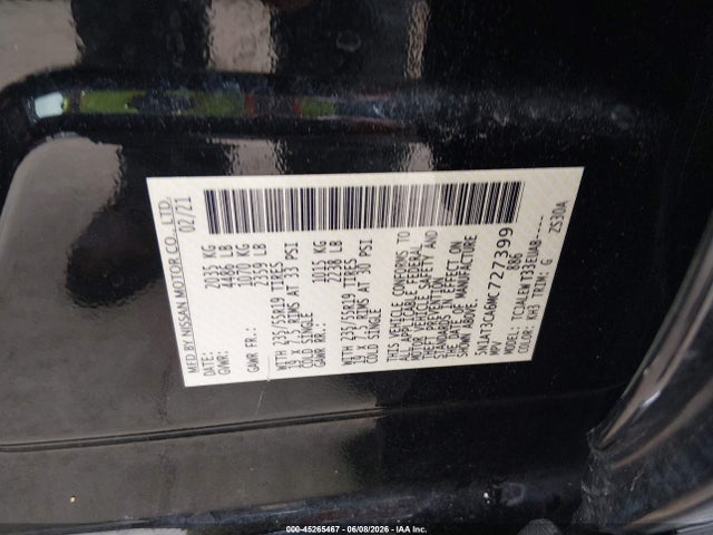 5N1AT3CA6MC727399 Nissan Rogue Sl Fwd