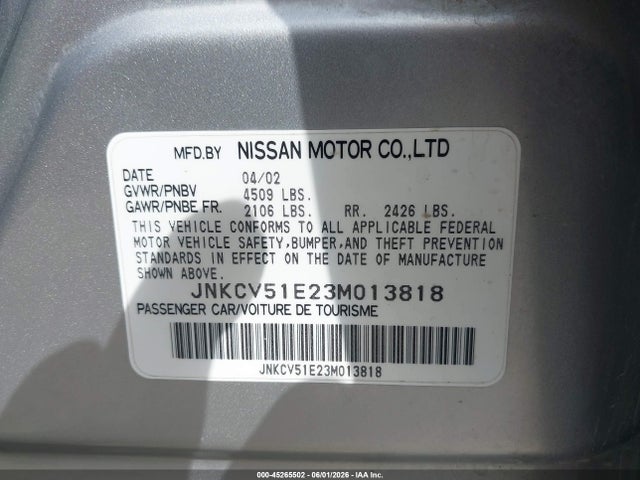 Aukcja sprzedaży 2003 Infiniti G35 Luxury Leather, vin: JNKCV51E23M013818, numer aukcji: 45265502