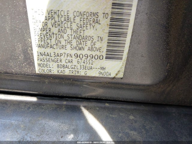 Aukcja sprzedaży 2015 Nissan Altima 2.5 S, vin: 1N4AL3AP7FN909900, numer aukcji: 45265519