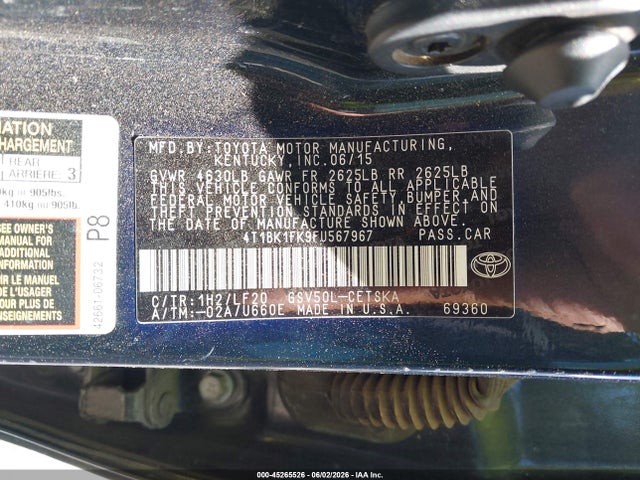 4T1BK1FK9FU567967 Toyota Camry Xse V6