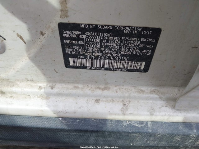 JF2GTABCXJH242186 Subaru Crosstrek 2.0i Premium