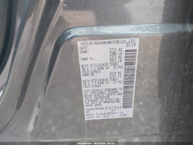 Nissan Pathfinder S 2019 5N1DR2MN3KC637311 Image 9