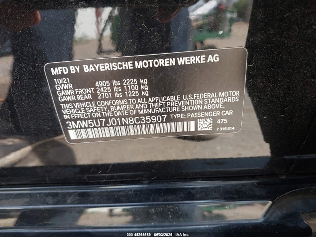 BMW M340I 2022 3MW5U7J01N8C35907 Image 9