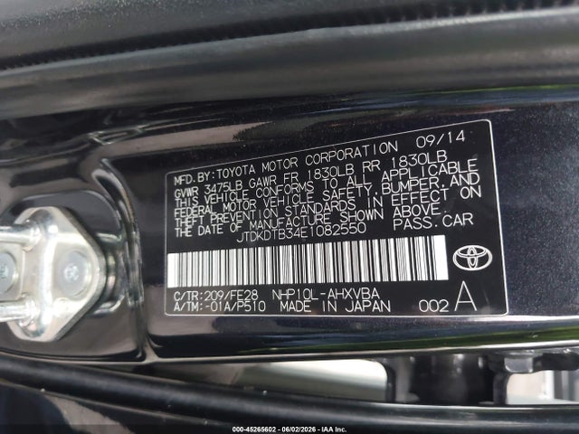 Toyota Prius C One 2014 JTDKDTB34E1082550 Image 9