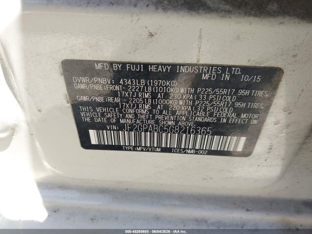 Продаж на аукціоні авто 2016 Subaru Crosstrek 2.0i Premium, vin: JF2GPABC5G8216365, номер лоту: 45265605