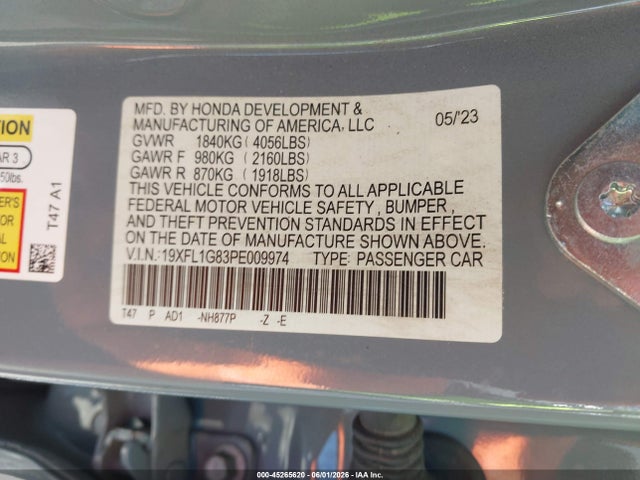 19XFL1G83PE009974 Honda Civic Sport Touring
