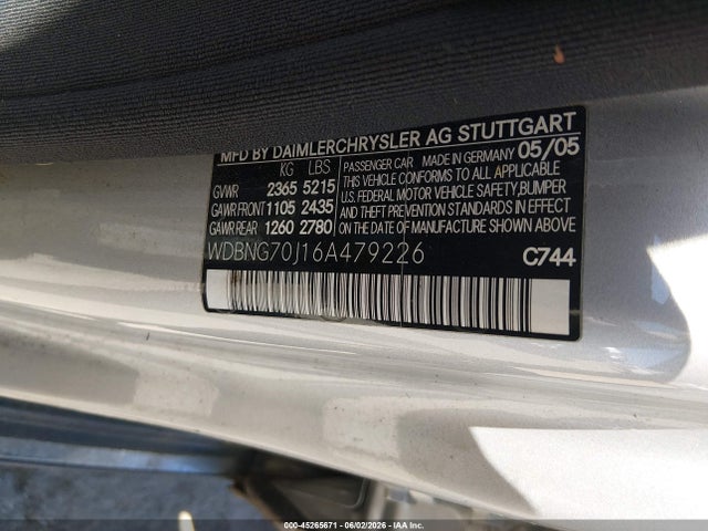 Продаж на аукціоні авто 2006 Mercedes-benz S 430, vin: WDBNG70J16A479226, номер лоту: 45265671
