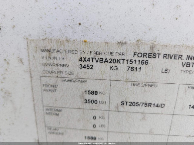 Forest River Vibe 2019 4X4TVBA20KT151166 Image 9
