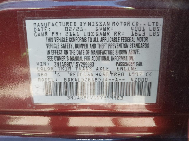 Nissan SENTRA SV 2025 3N1AB8CV1SY299983 Image 9