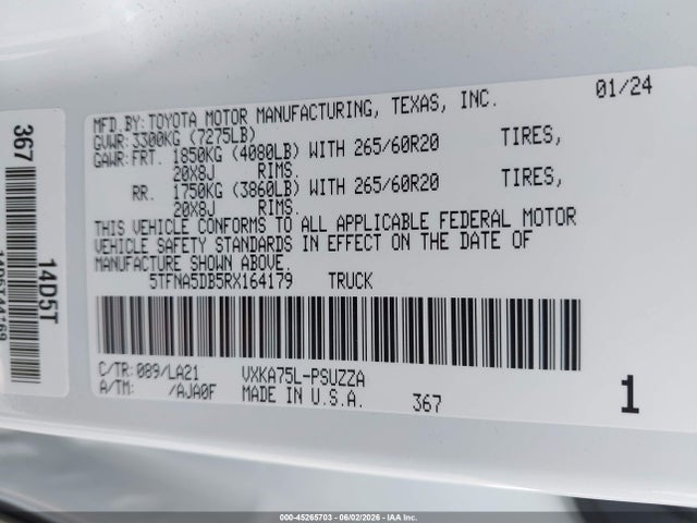 5TFNA5DB5RX164179 Toyota Tundra Platinum
