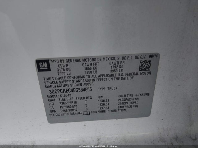 Chevrolet Silverado 1500 1lt 2014 3GCPCREC4EG564556 Image 9