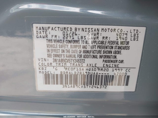 Nissan SENTRA SV 2026 3N1AB9CV5TY246372 Image 9