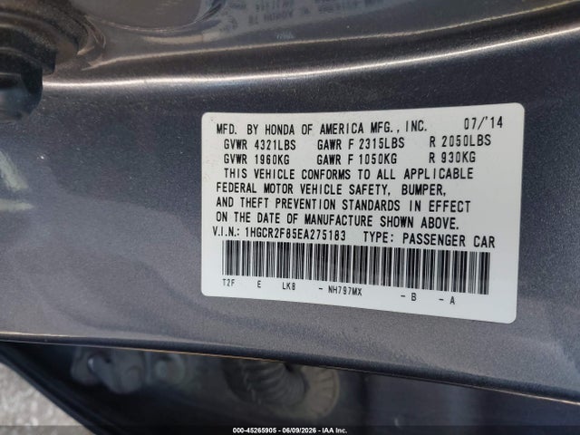 Honda Accord Ex-l 2014 1HGCR2F85EA275183 Image 9