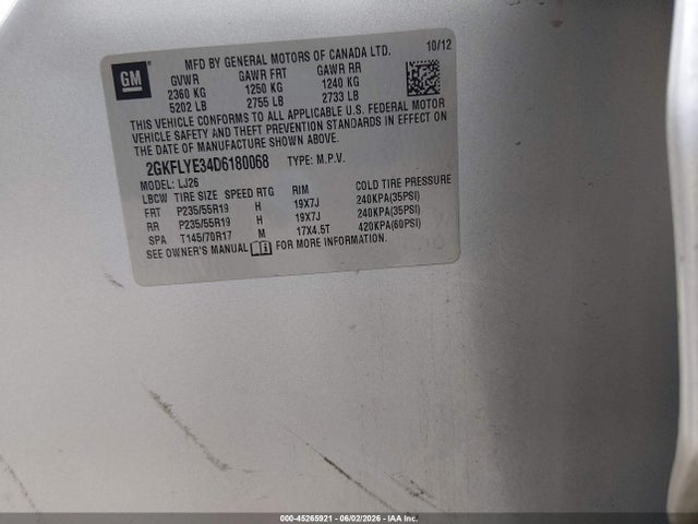 Продажа на аукционе авто 2013 Gmc Terrain Denali, vin: 2GKFLYE34D6180068, номер лота: 45265921