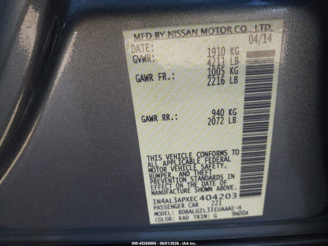 Nissan Altima 2.5 Sv 2014 1N4AL3APXEC404203 Image 9