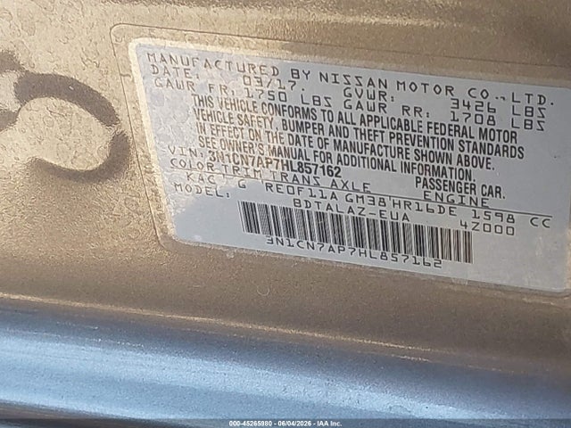 Nissan Versa 1.6 S+ 2017 3N1CN7AP7HL857162 Image 9