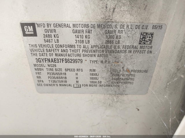 Aukcja sprzedaży 2015 Cadillac Srx Standard, vin: 3GYFNAE37FS629979, numer aukcji: 45266024